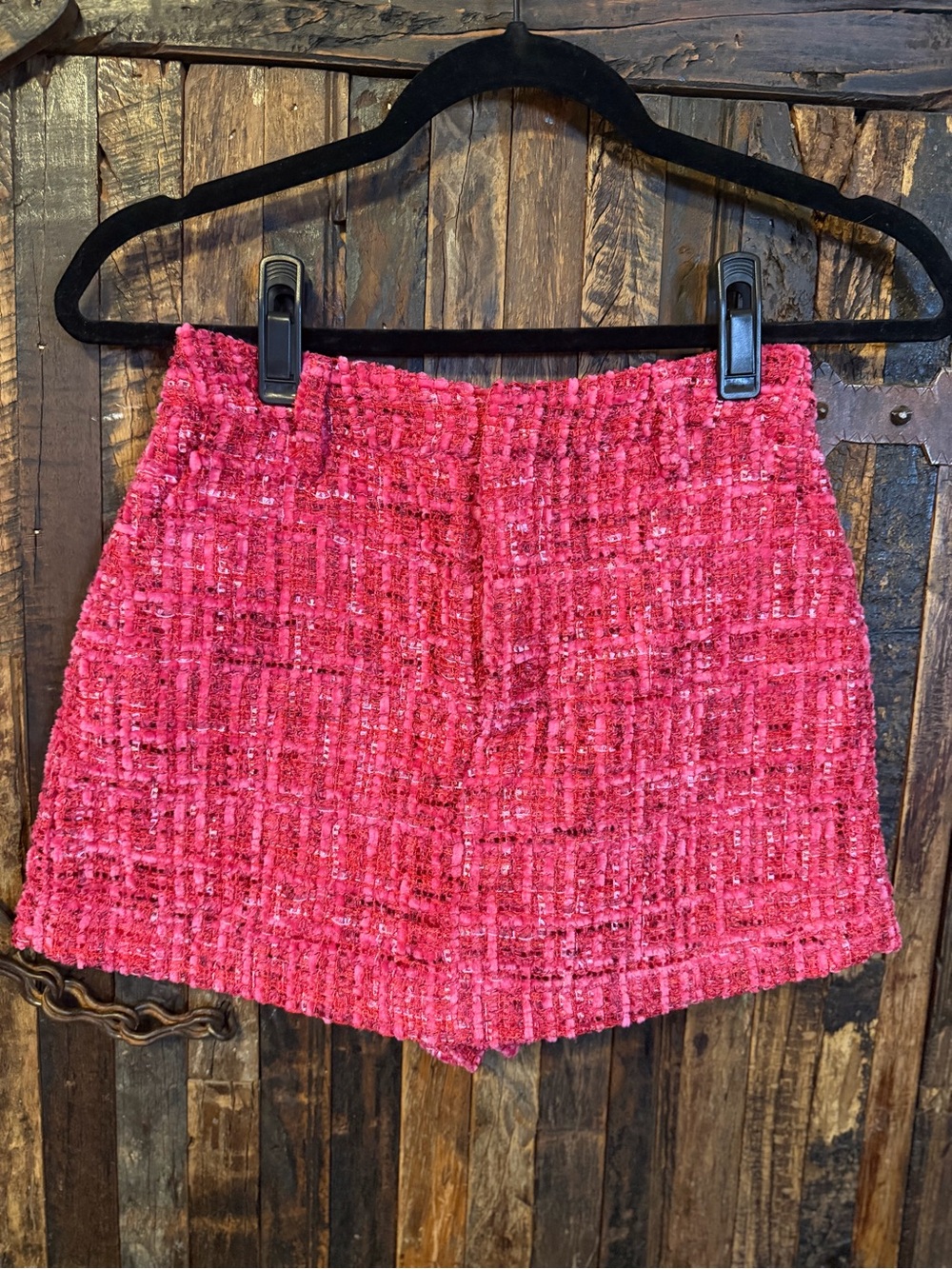 Sofie the Label Sloane Tweed Skort XS Fuchsia Pink Boucle High Waist Preppy